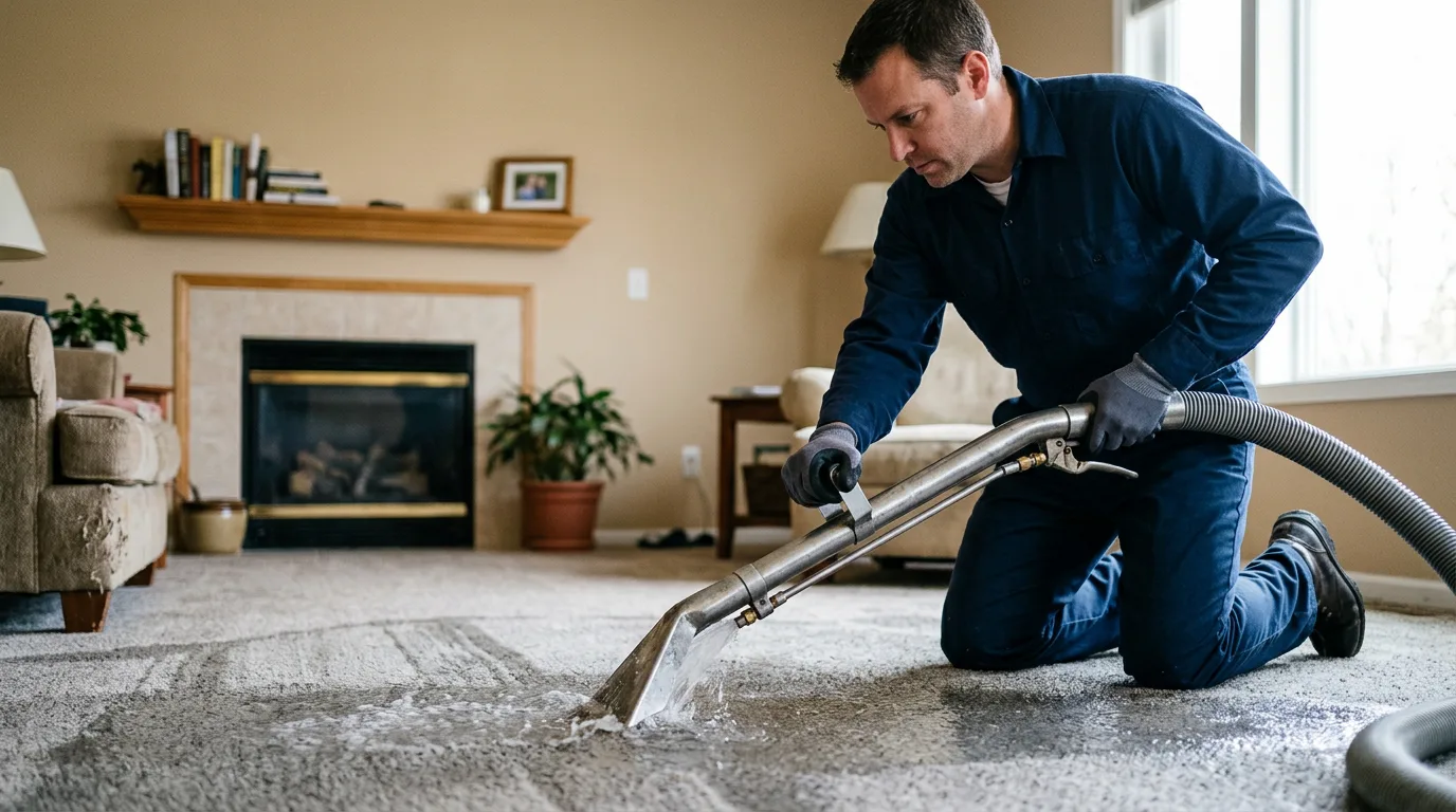 Water damage restoration technician working near Dunseith, ND